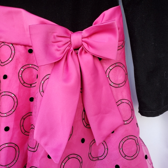 Bonnie Jean Black Velour and Hot Pink Dress - Picture 3 of 8